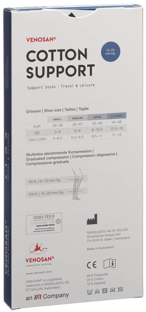 VENOSAN COTTON SUPPORT Socks A-D L white 1 Paar