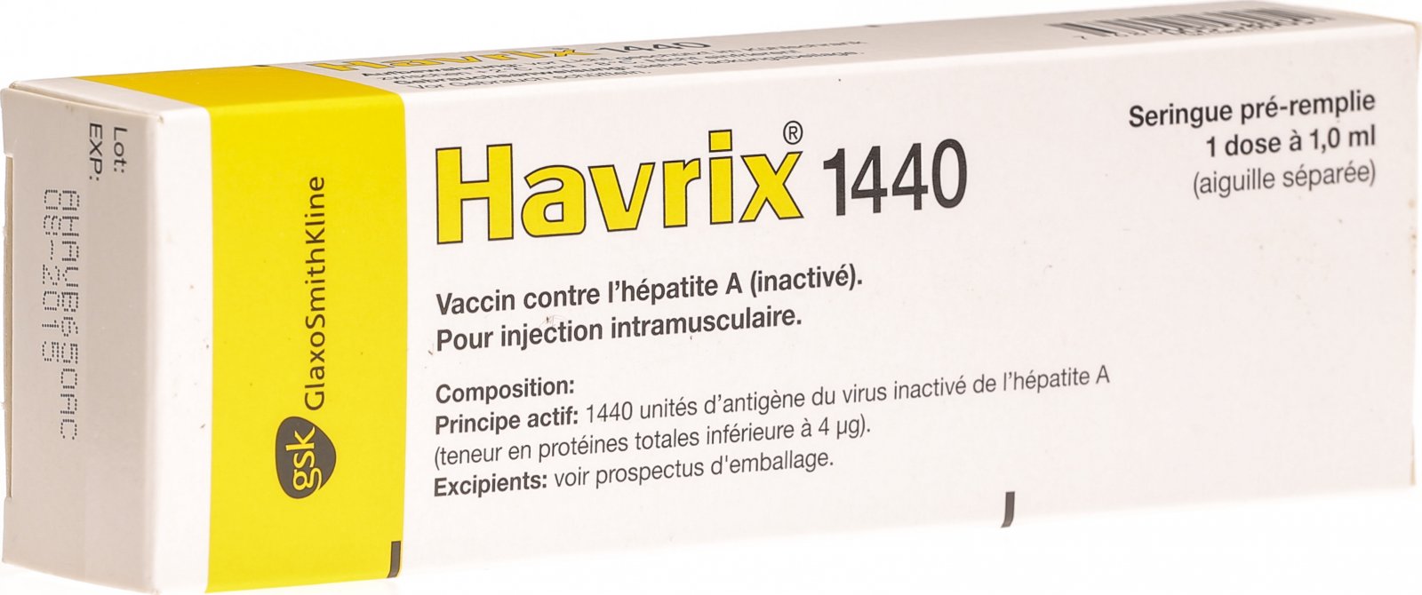 HAVRIX 1440 susp inj (n ser pré) ser pré 1 ml