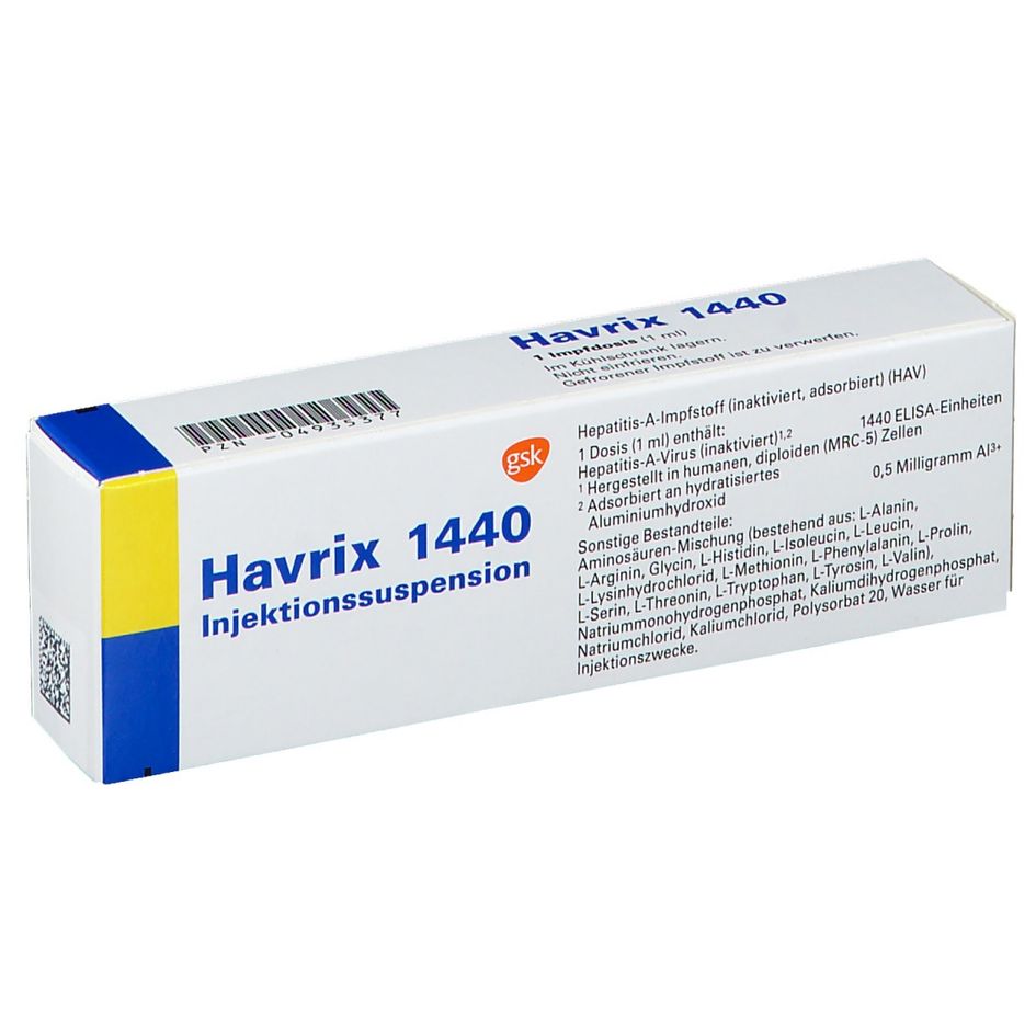 Havrix 1440, susp inj 1 ml (ancien), ser prê 1 dos