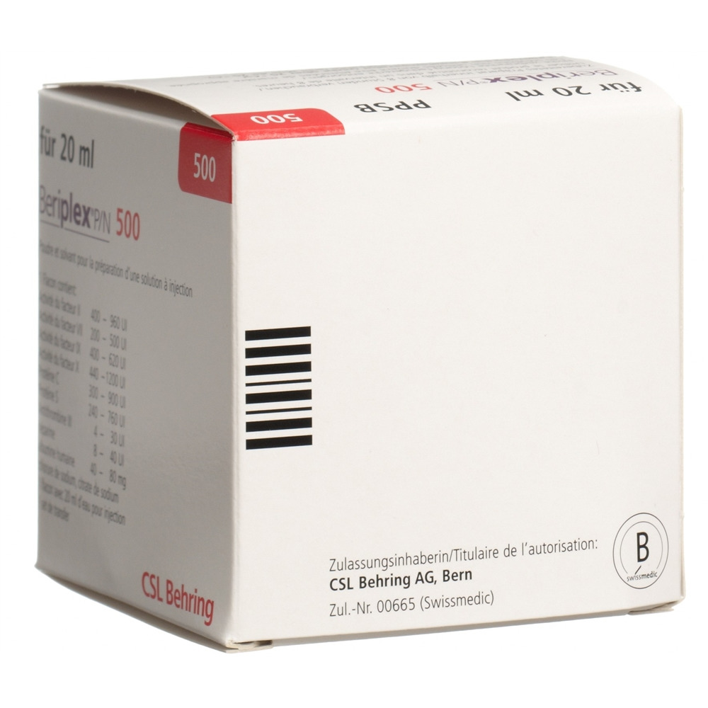 BERIPLEX P/N 500 UI pdr et solv p sol inj