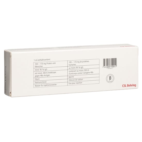 HEPATITIS B-IG Behring 1000 UI ser pré 5 ml