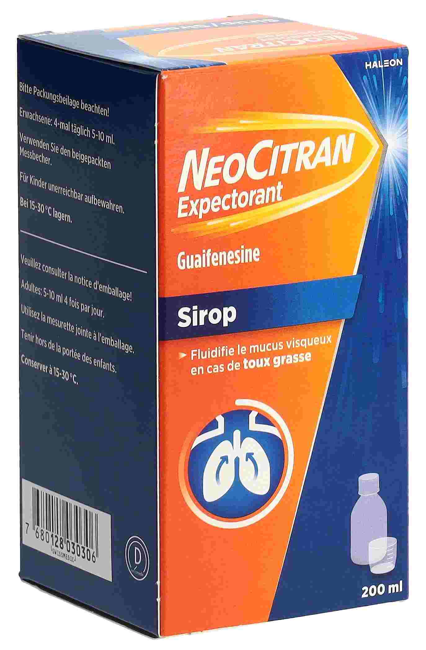 NEOCITRAN Expectorant sirop fl verre 200 ml