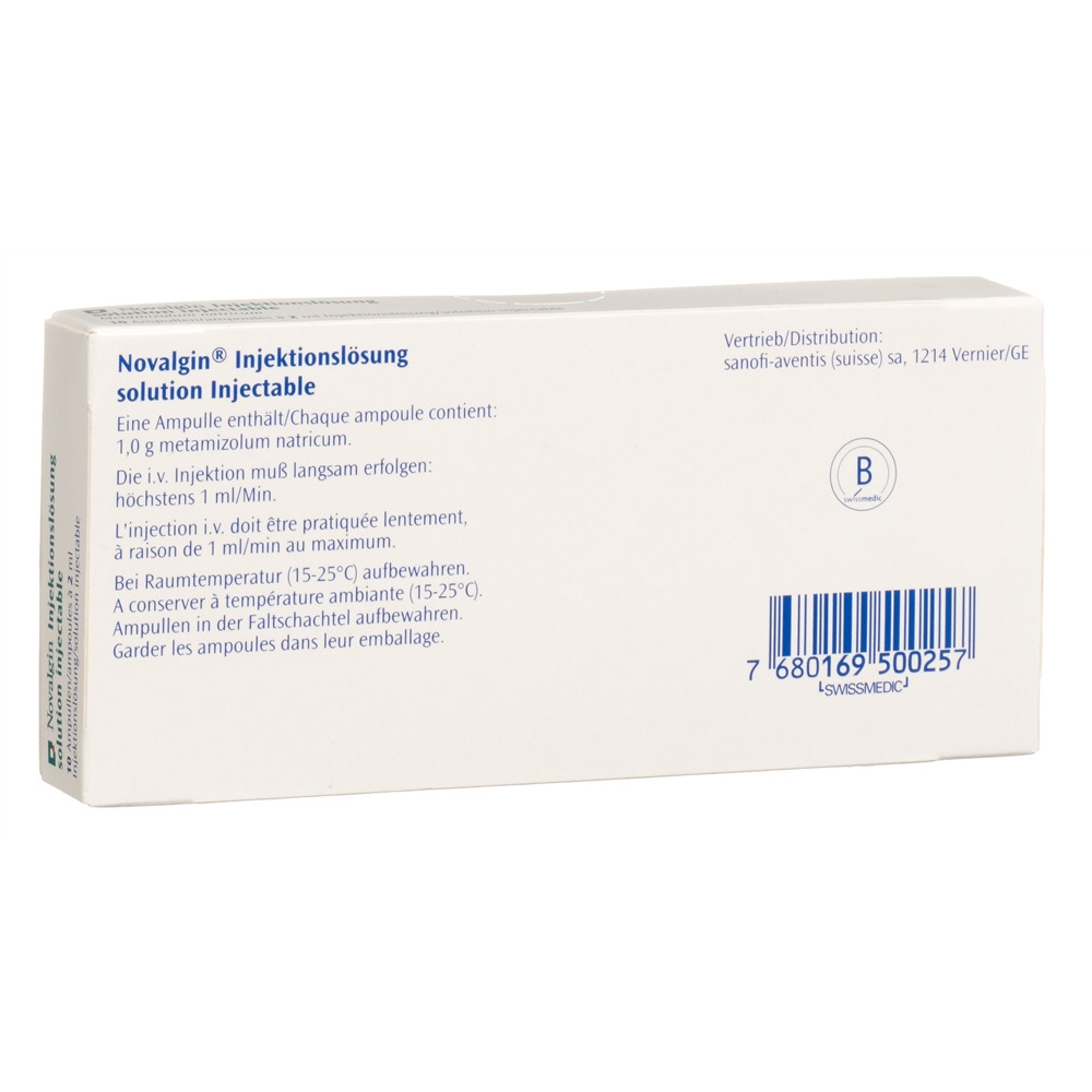 NOVALGIN sol inj 1 g/2ml i.m./i.v 10 amp 2 ml