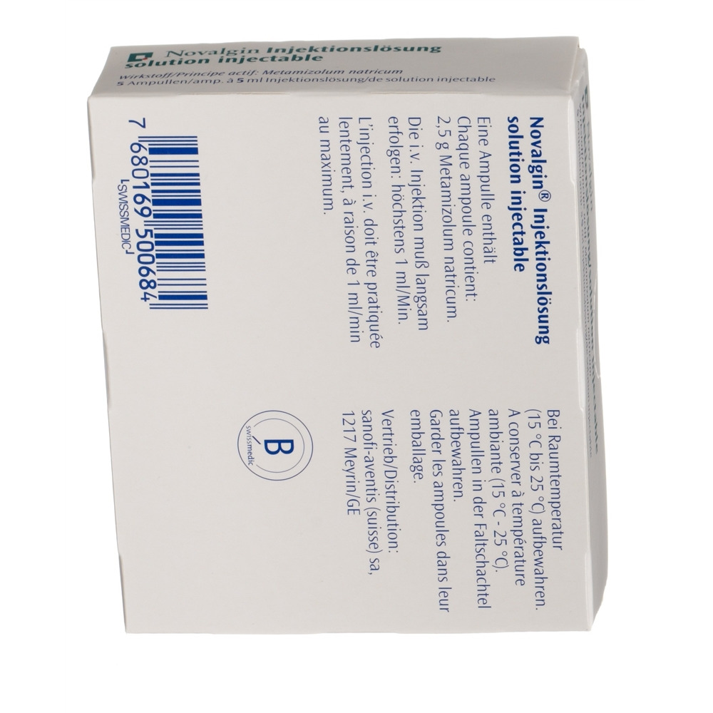 NOVALGIN sol inj 2.5 g/5ml i.m/i.v 5 amp 5 ml