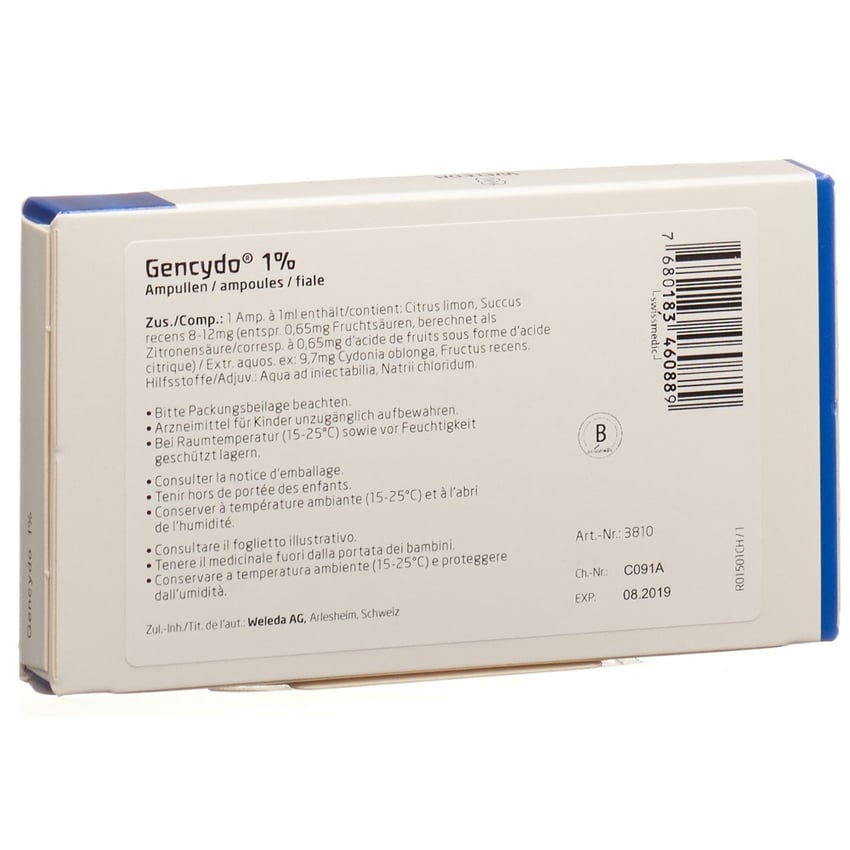 GENCYDO 1% sol inj 8 amp 1 ml