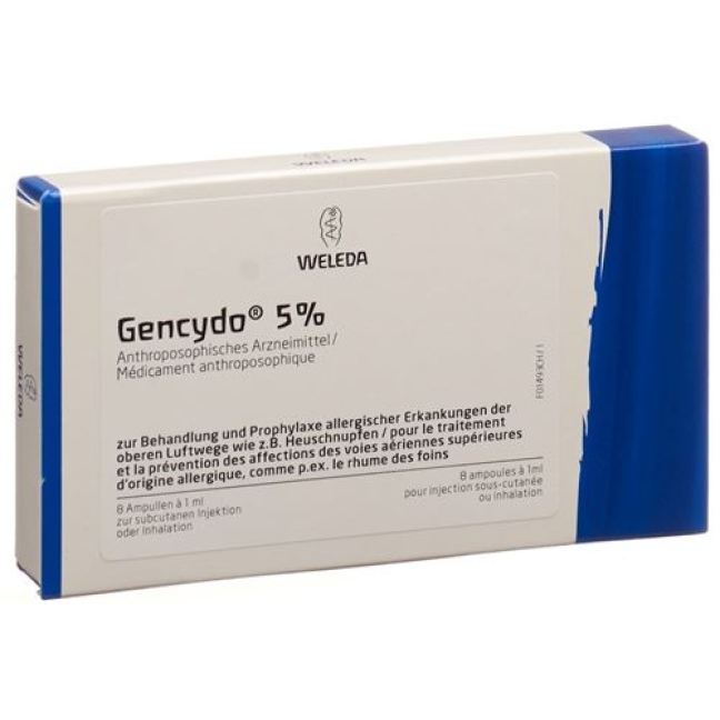 GENCYDO 5% sol inj 8 amp 1 ml