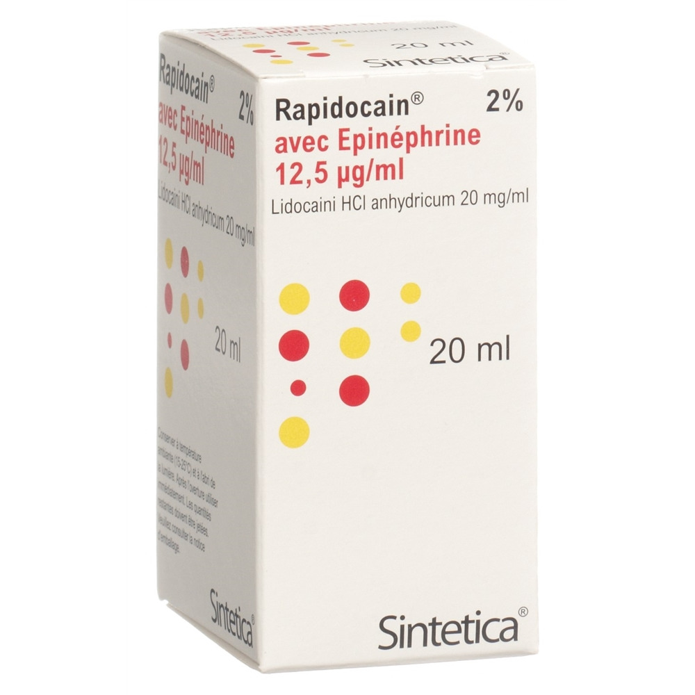 RAPIDOCAIN 20 mg/ml + Epin 12.5 mcg/ml vial 20 ml