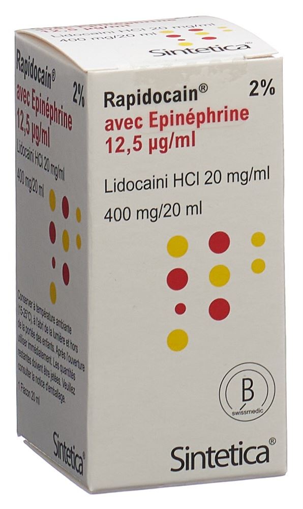RAPIDOCAIN 20 mg/ml + Epin 12.5 mcg/ml vial 20 ml