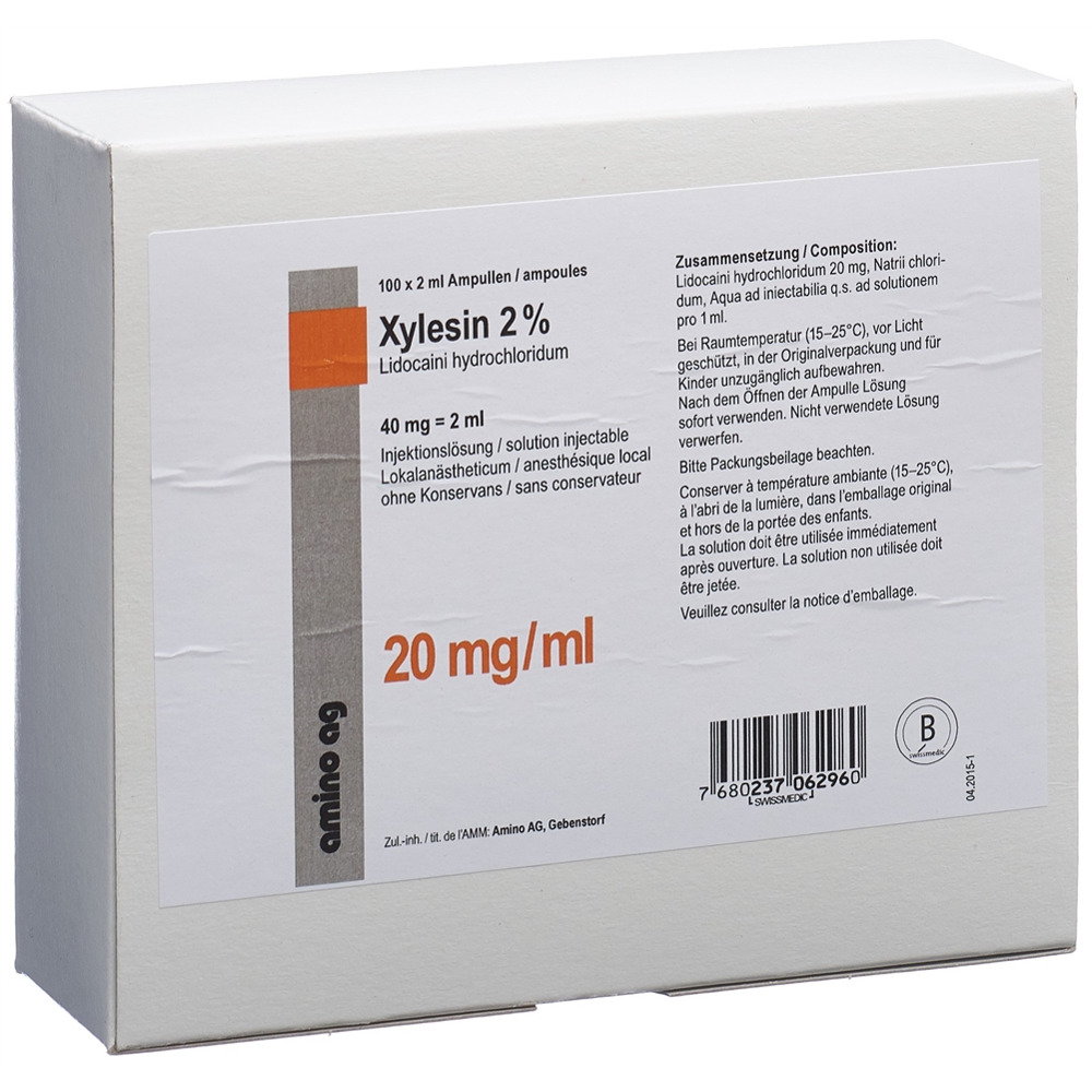 XYLESINE sol inj 40 mg/2ml 100 amp 2 ml