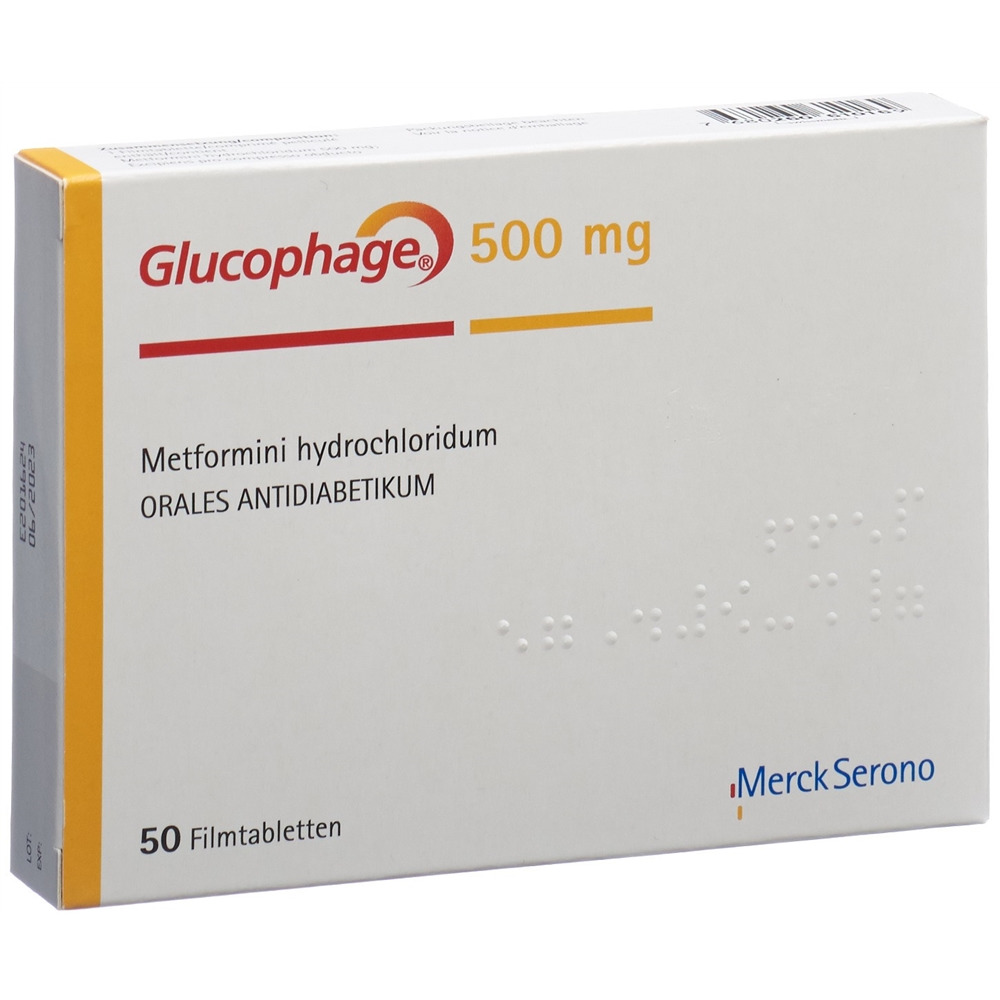 GLUCOPHAGE cpr pell 500 mg 50 pce