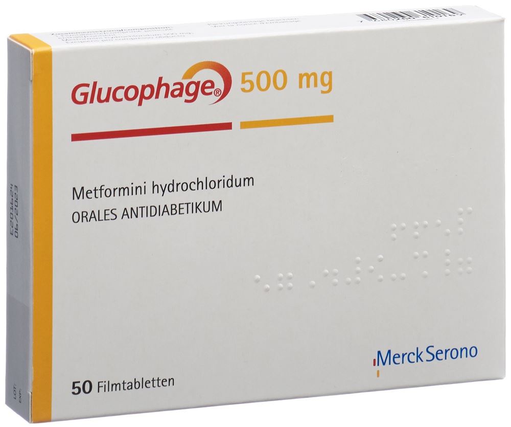 GLUCOPHAGE cpr pell 500 mg 50 pce
