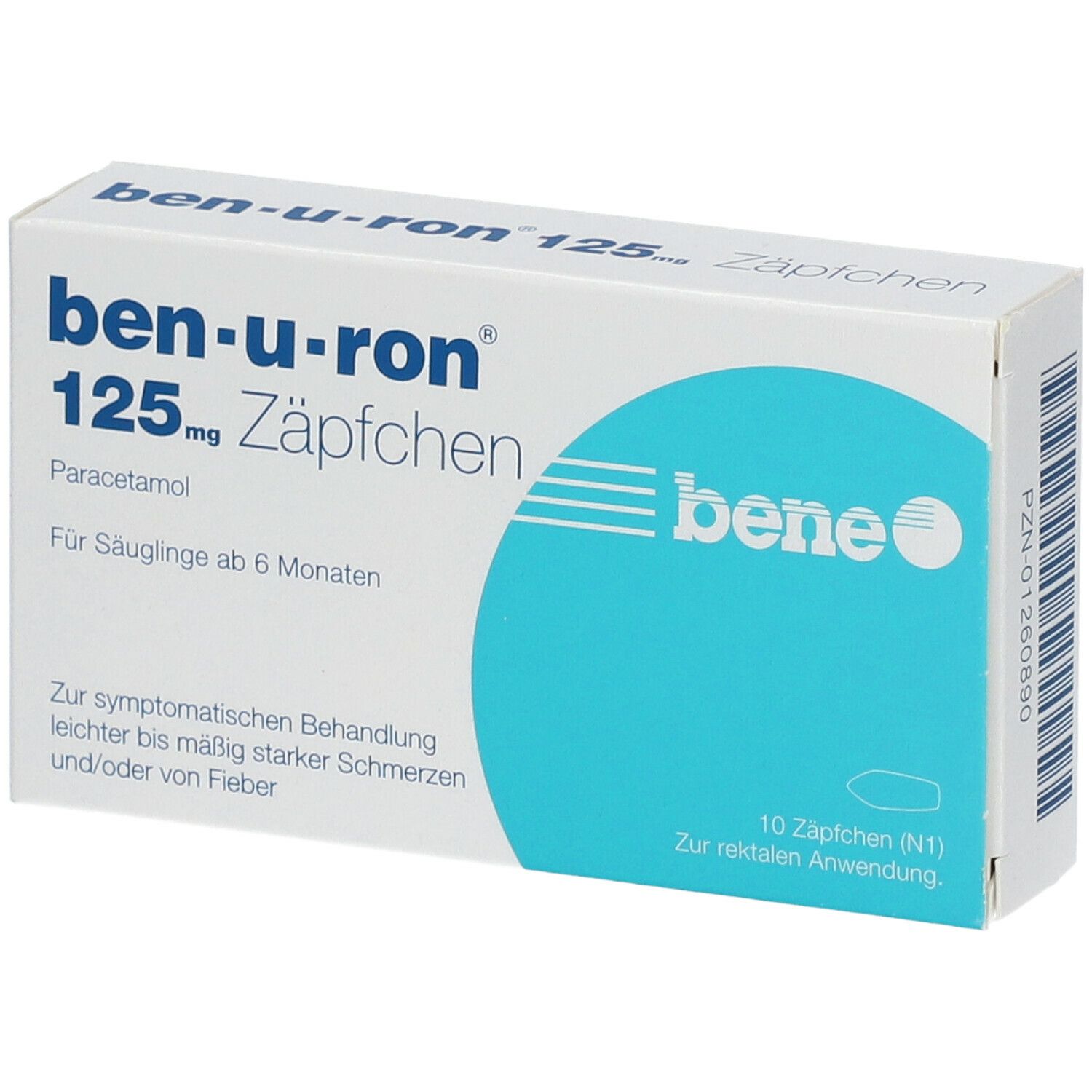 BEN-U-RON supp 125 mg bébé 10 pce