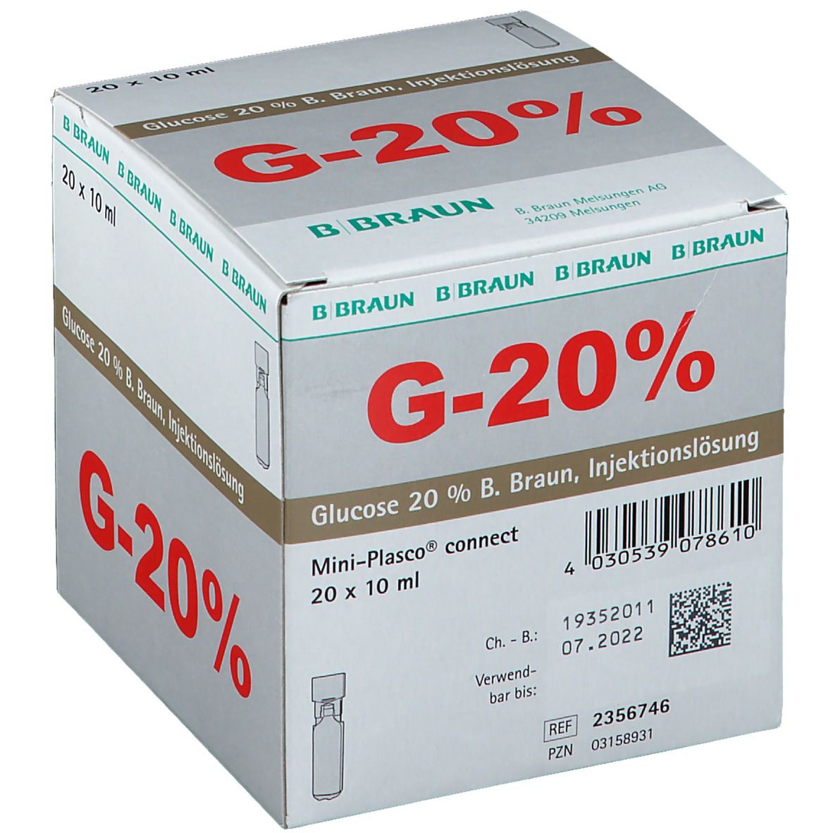 GLUC Braun sol perf 20 % 500ml Ecofl pl 10 pce