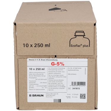 GLUC Braun sol perf 5 % 250ml Ecofl pl 10 pce