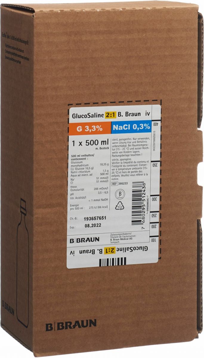 GLUCOSALINE 2:1 Braun 500ml Ecofl pl av disp