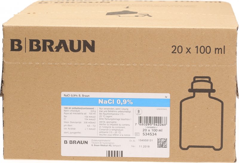 NACL Braun 0.9 % 100ml Ecofl pl 20 pce