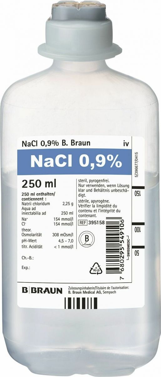 NACL Braun 0.9 % 250ml Ecofl pl 10 pce