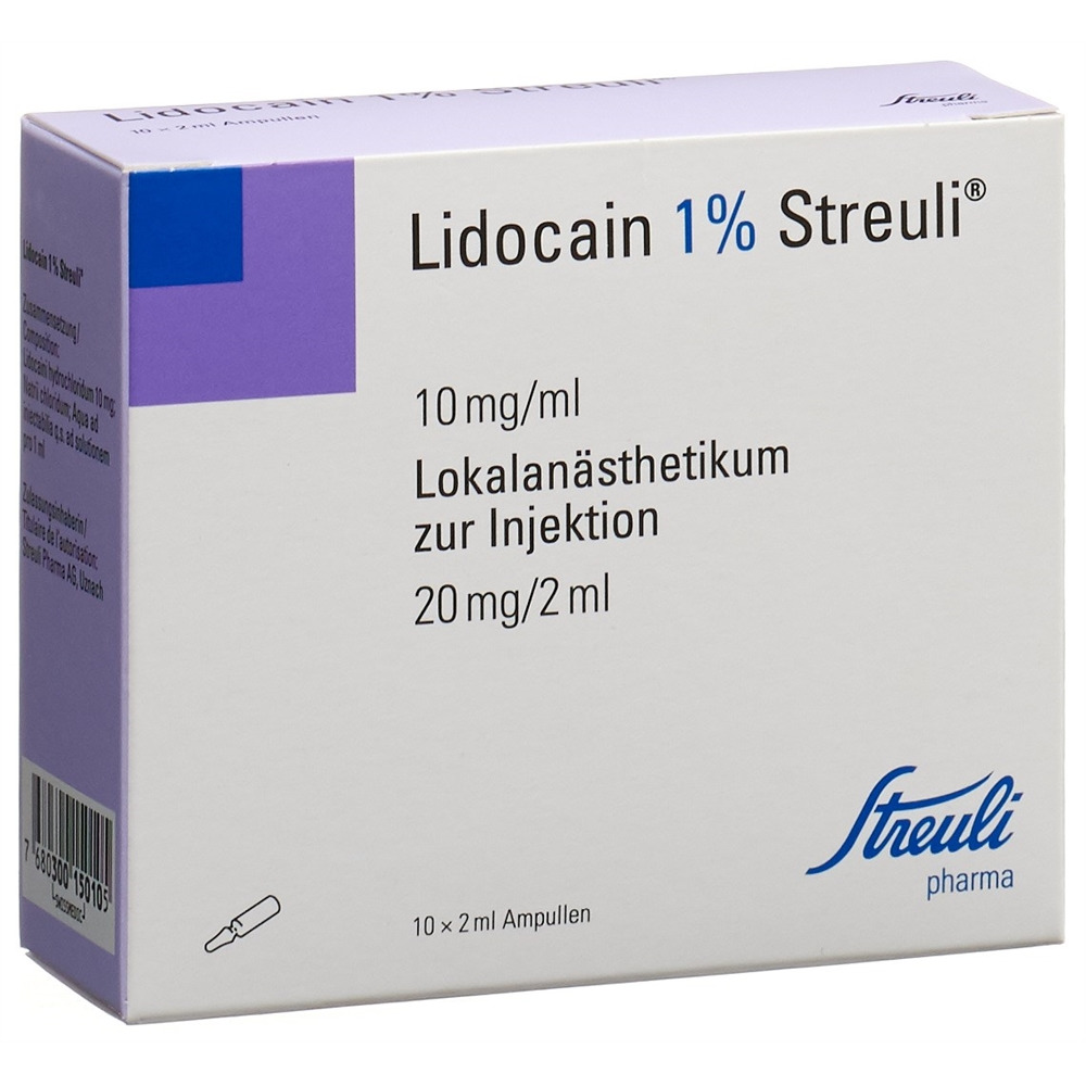Lidocaïne Streuli Ampoules 20mg/ml, 50x5ml