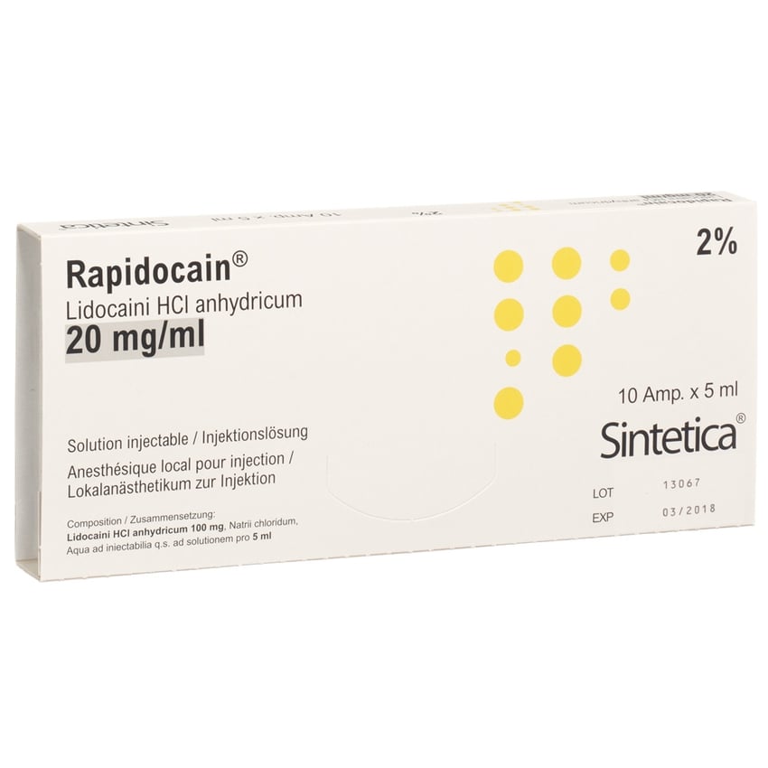 RAPIDOCAIN 100 mg/5ml s cons 10 amp 5 ml