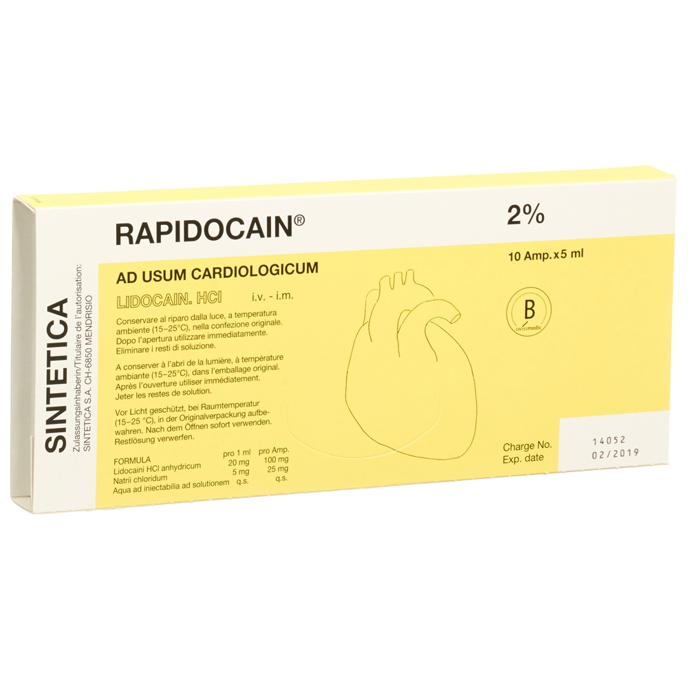 RAPIDOCAIN 100 mg/5ml s cons 10 amp 5 ml