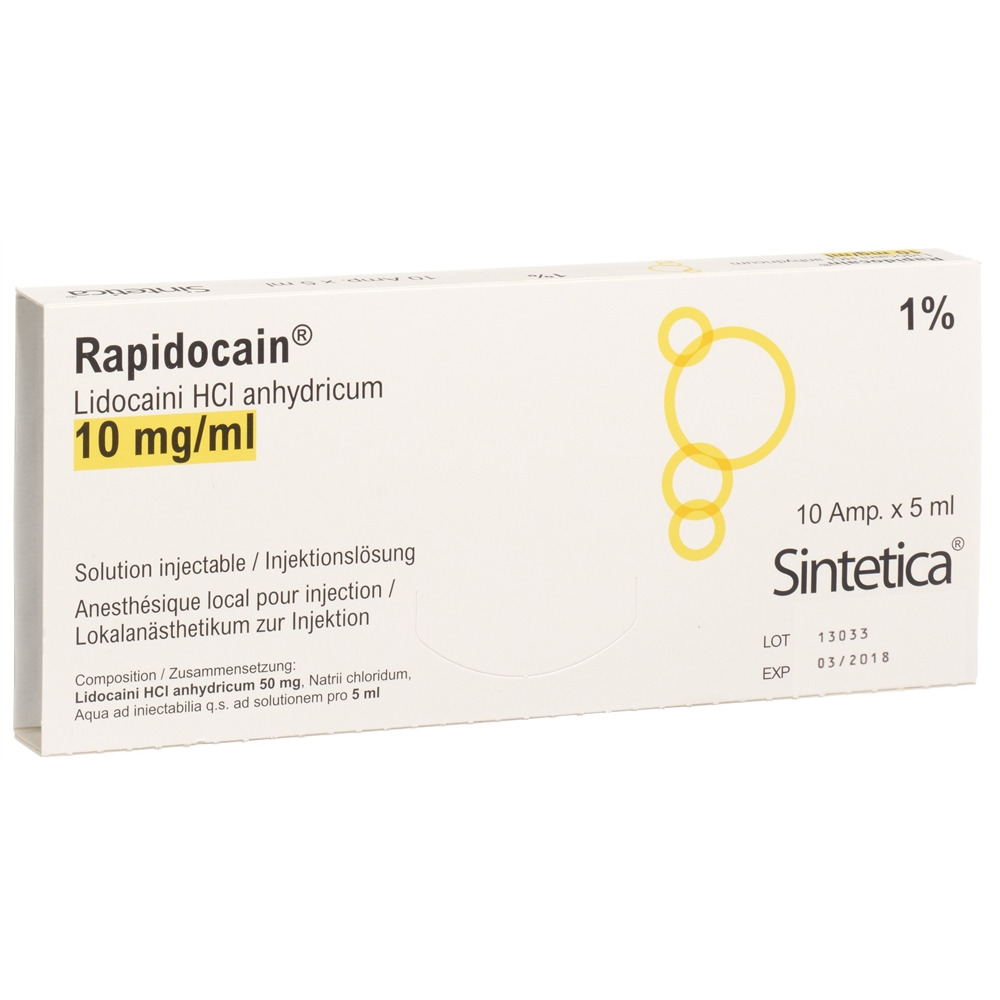 RAPIDOCAIN 50 mg/5ml s cons 10 amp 5 ml