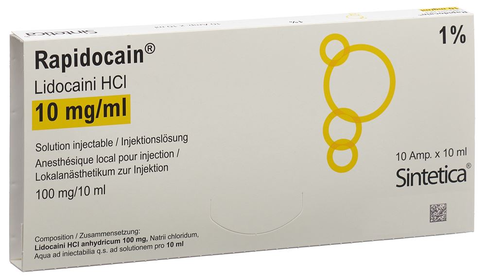 RAPIDOCAIN 100 mg/10ml s cons 10 amp 10 ml