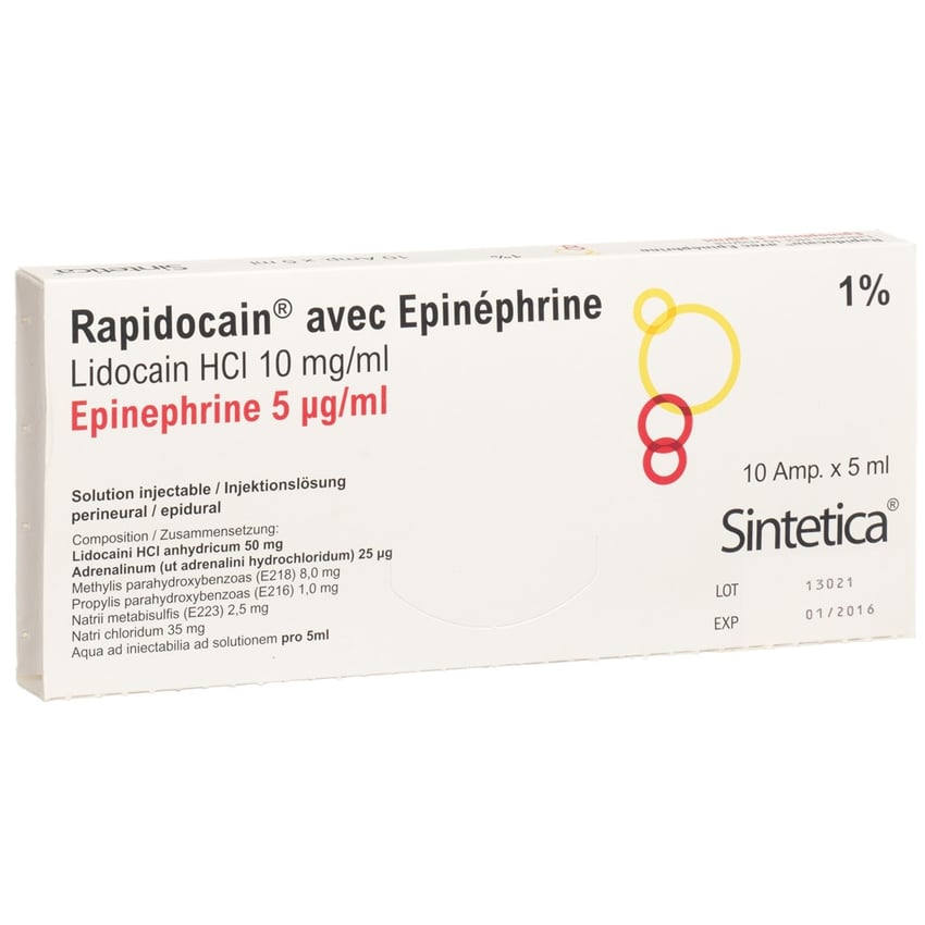 Rapidocain 10 mg/ml con agenti conservanti, soluzione iniettabile