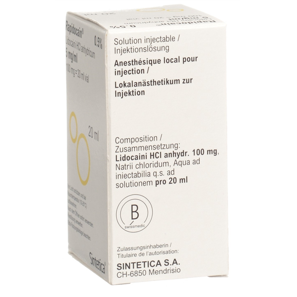RAPIDOCAIN 100 mg/20ml s cons vial 20 ml