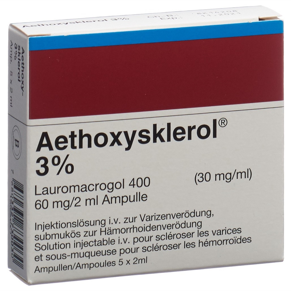 AETHOXYSKLEROL sol inj 3 % 5 amp 2 ml