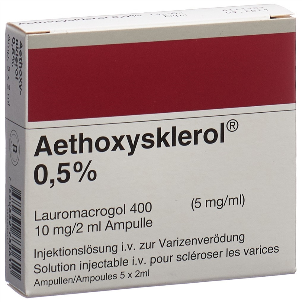 AETHOXYSKLEROL sol inj 0.5 % 5 amp 2 ml