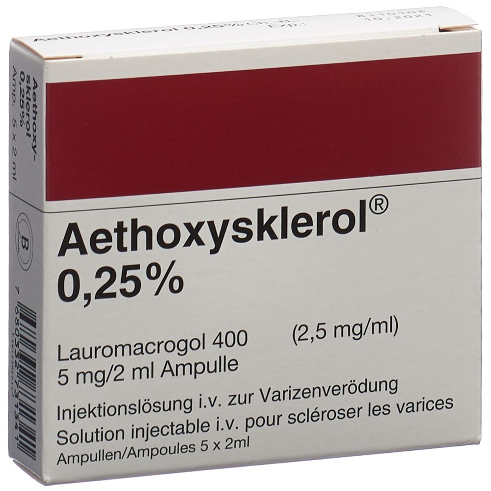 AETHOXYSKLEROL sol inj 0.25 % 5 amp 2 ml