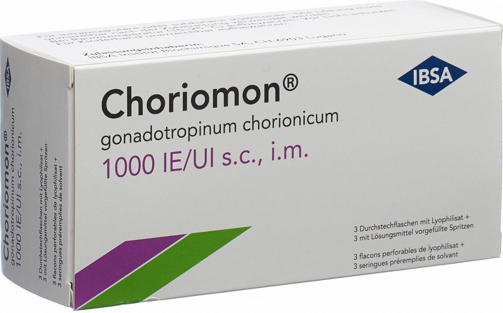 CHORIOMON 1000 UI c solv (seringue) flac 3 pce