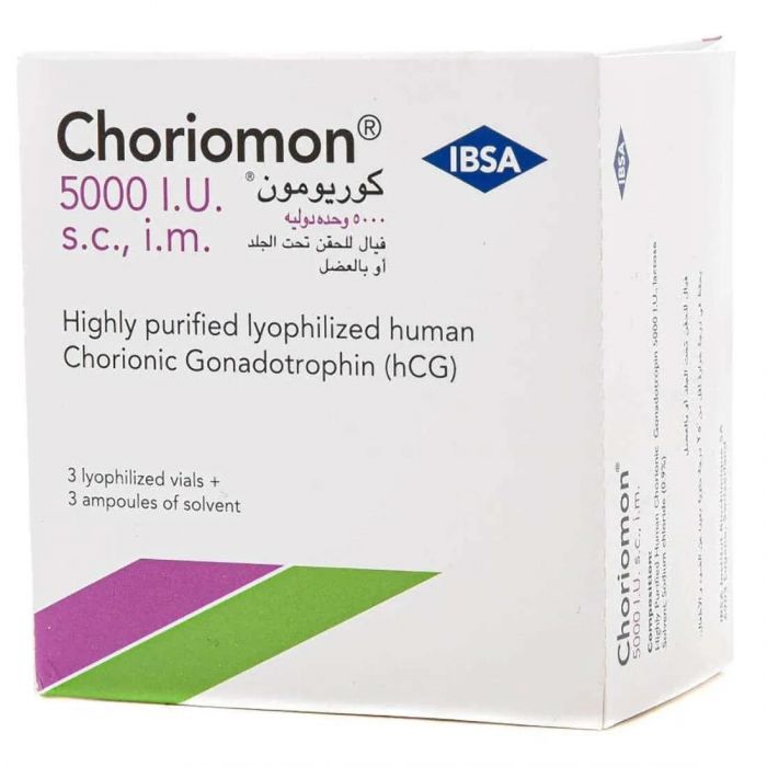 CHORIOMON 5000 UI c solv (seringue) flac 3 pce