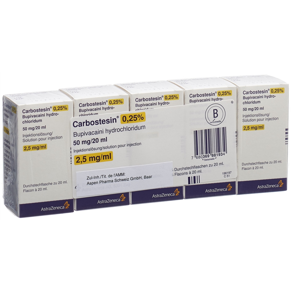 CARBOSTESIN 0.25% Adre 50 mg/20ml 5 flac 20 ml