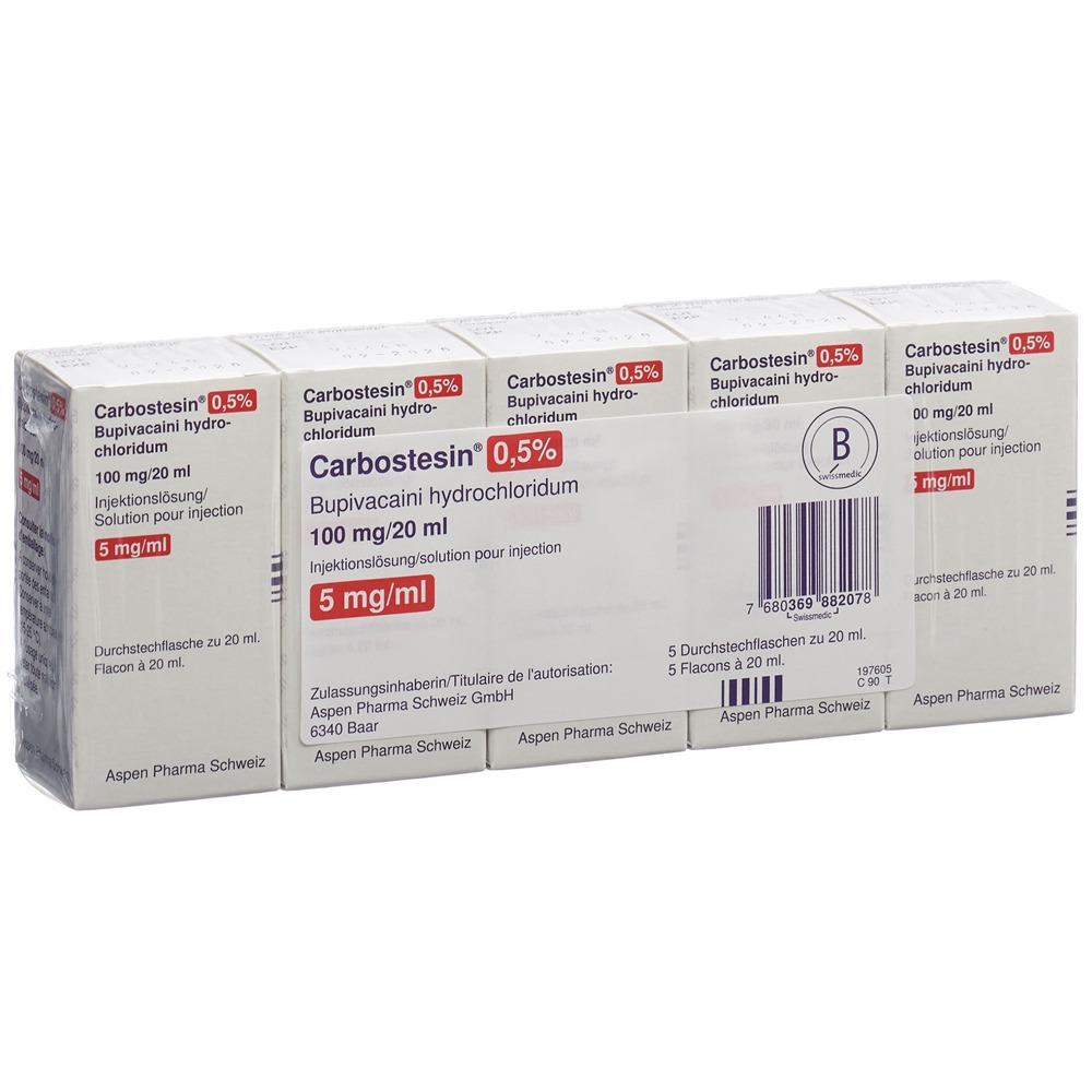 CARBOSTESIN 0.5% Adre 100 mg/20ml 5 flac 20 ml