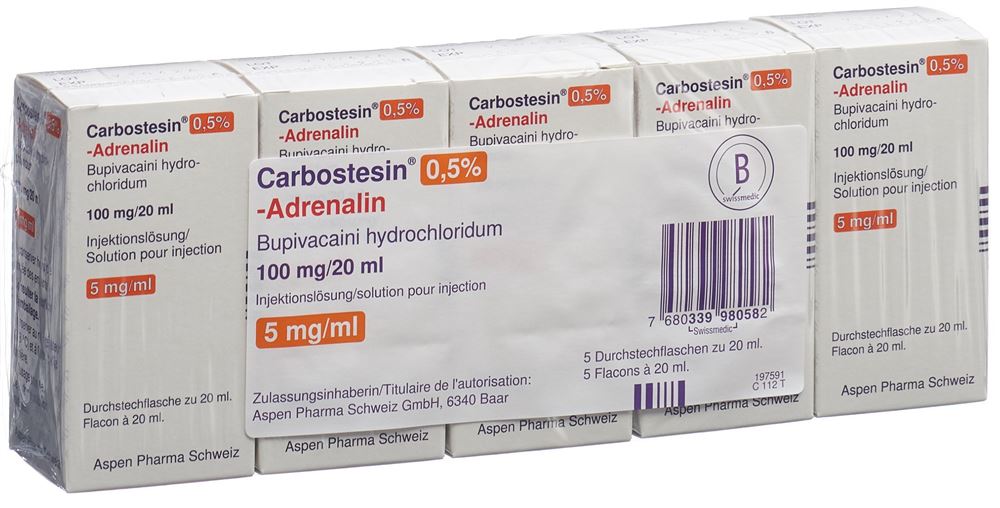 CARBOSTESIN 0.5% Adre 100 mg/20ml 5 flac 20 ml