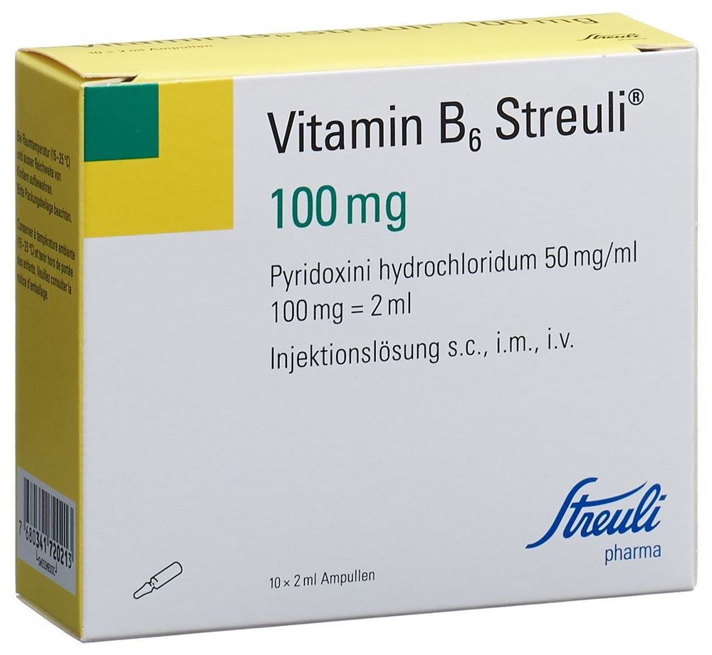 VITAMINE B6 Streuli sol inj 100 mg/2ml 10 amp 2 ml