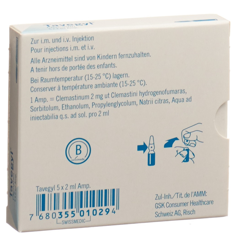 TAVEGYL sol inj 2 mg/2ml i.m./i.v. 5 amp 2 ml