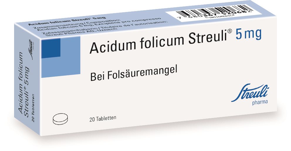 ACIDUM FOLICUM Streuli cpr 5 mg 20 pce