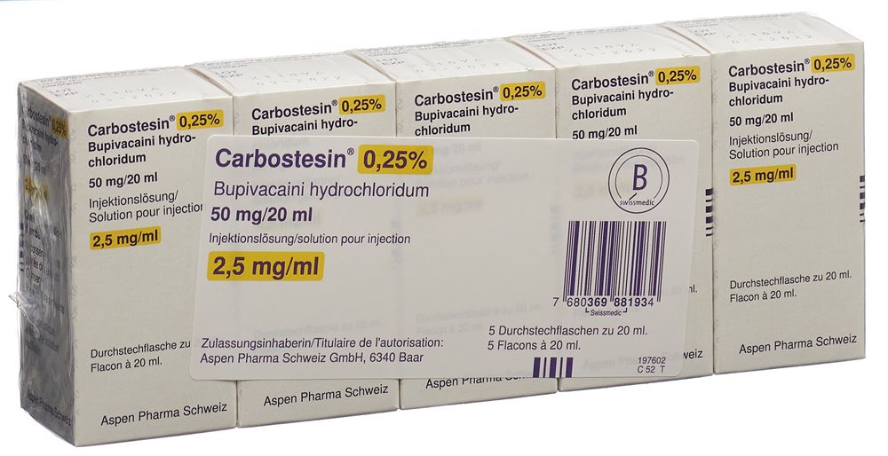 CARBOSTESIN 0.25% sol inj 50 mg/20ml 5 amp 20 ml