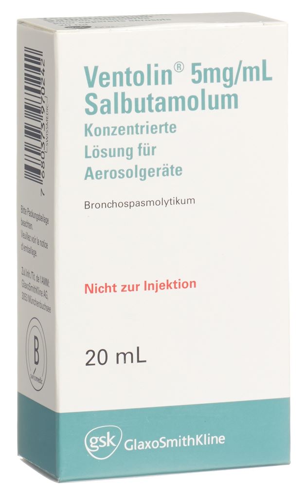 VENTOLIN sol inhal 5 mg/ml 20 ml