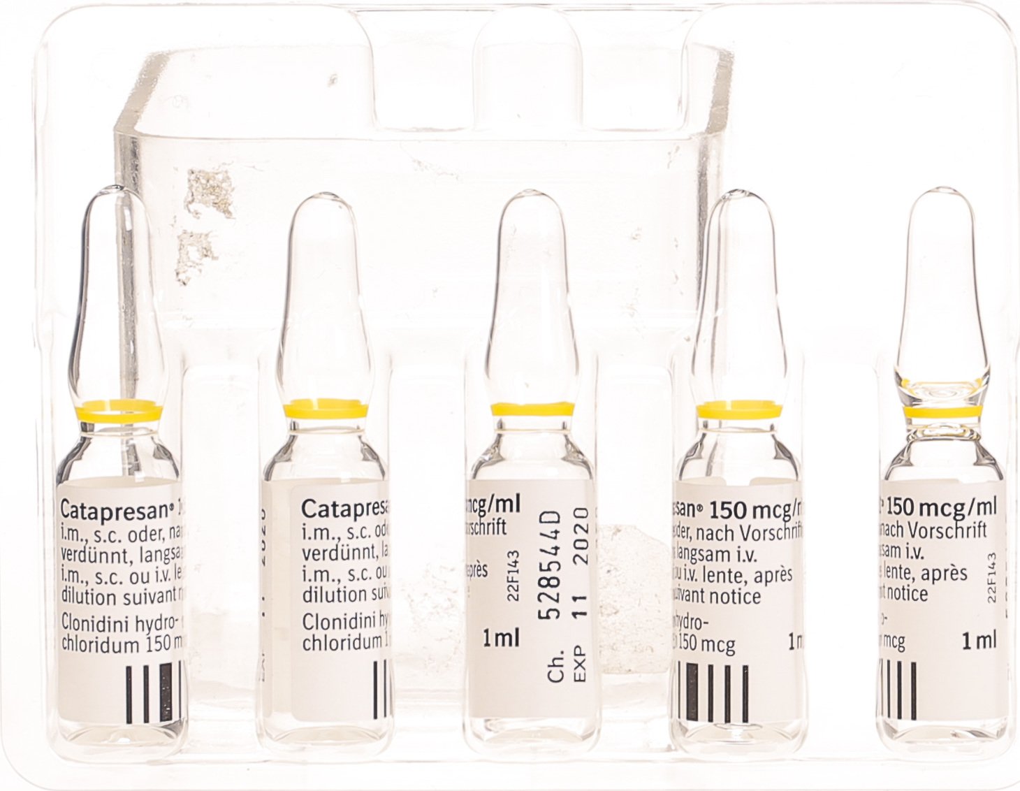 CATAPRESAN sol inj 150 mcg/ml 5 amp 1 ml