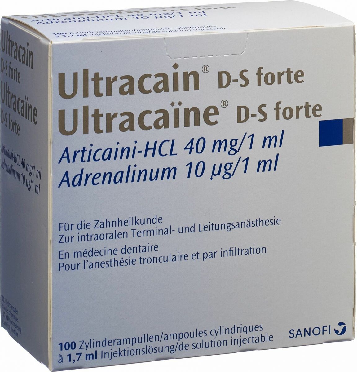 ULTRACAÏNE D-S FORTE sol inj 100 amp 1.7 ml
