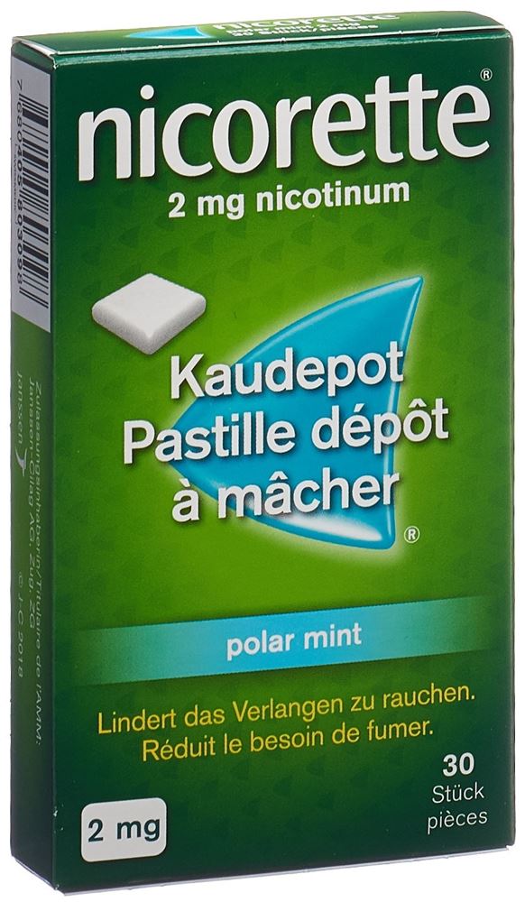 Nicorette Polar Mint 2 mg, wirkstoffhaltiges Kaugummi