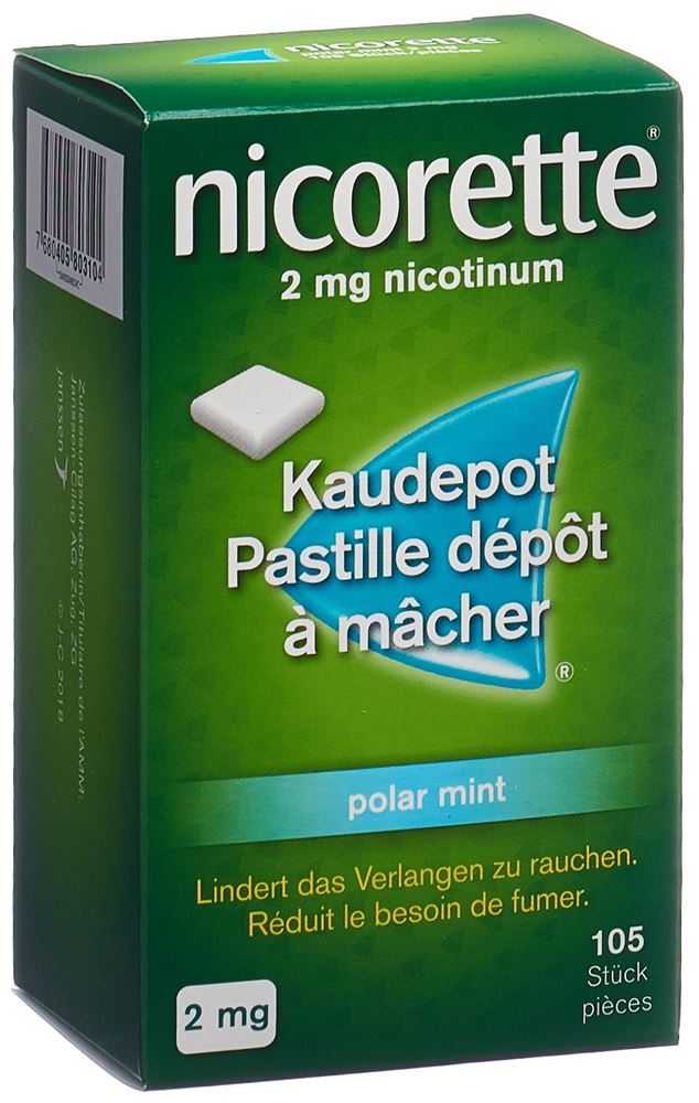 Nicorette Polar Mint 2 mg, wirkstoffhaltiges Kaugummi
