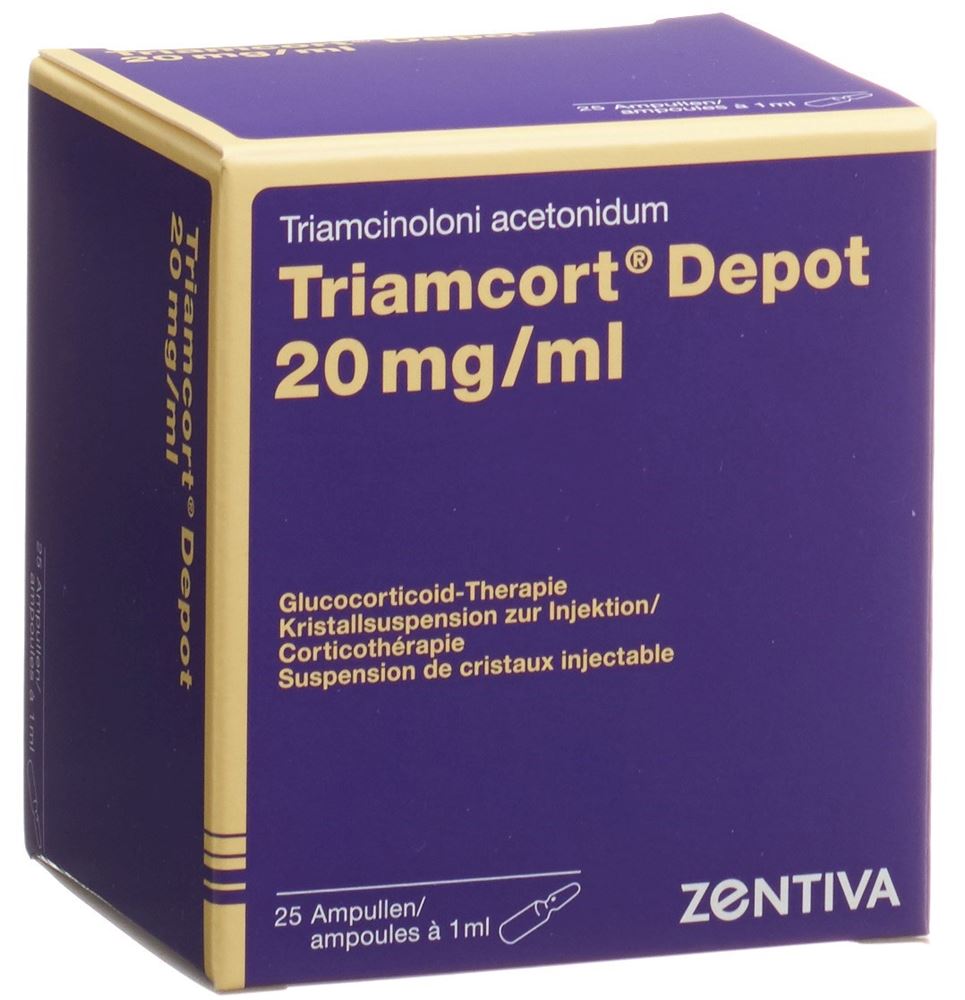 TRIAMCORT Dépôt susp crist 20 mg/ml 25 amp 1 ml