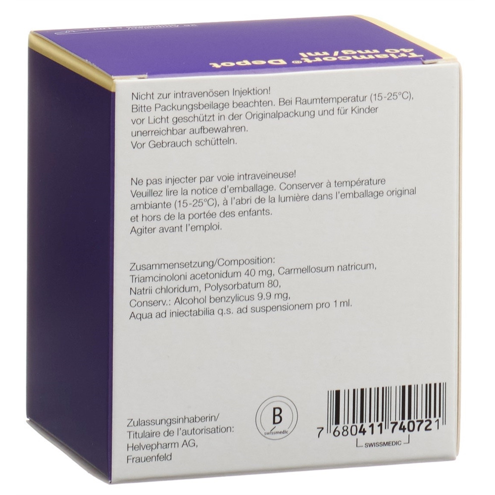 TRIAMCORT Dépôt susp crist 40 mg/ml 25 amp 1 ml