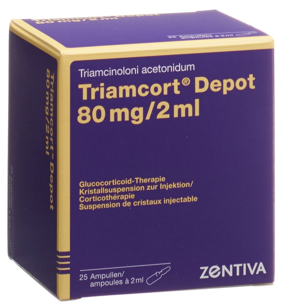 TRIAMCORT Dépôt susp crist 80 mg/2ml 25 amp 2 ml