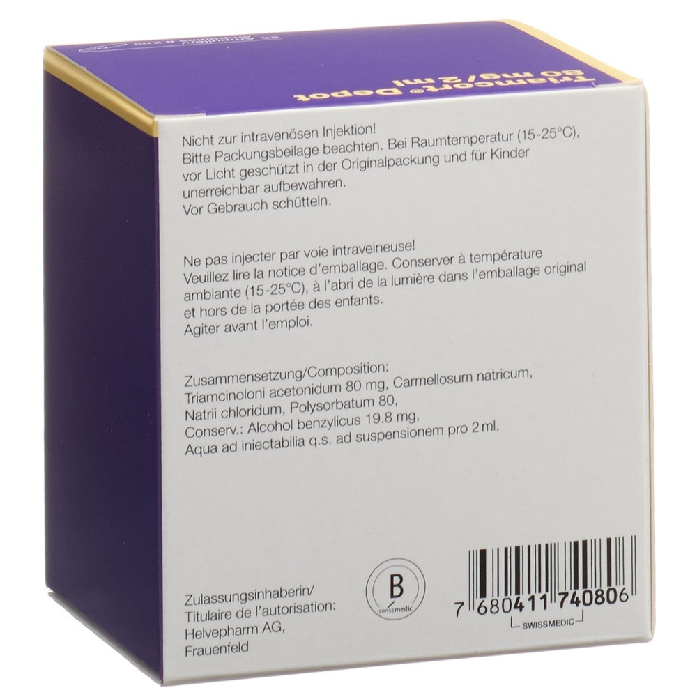 TRIAMCORT Dépôt susp crist 80 mg/2ml 25 amp 2 ml