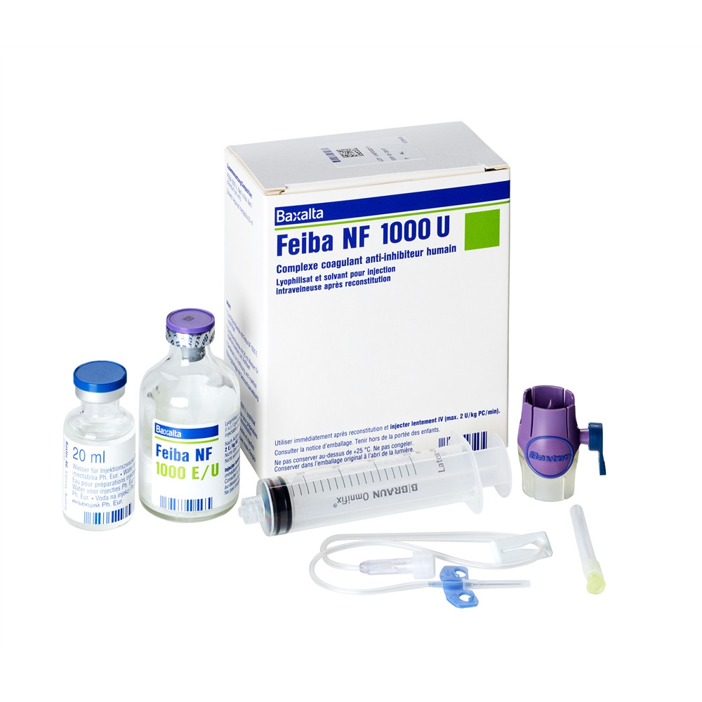 FEIBA NF subst sèche 1000 U c solv flac